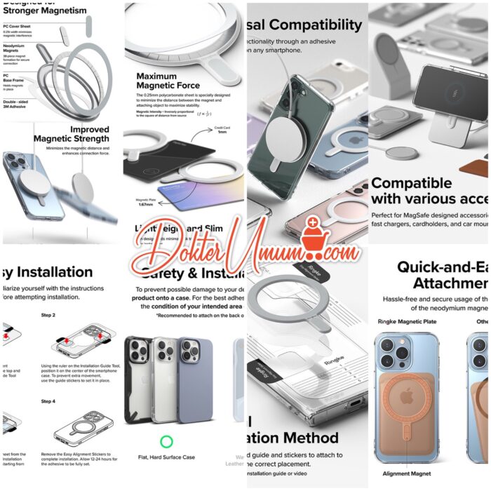 Ringke iPhone Magnetic Plate White Magsafe Aksesoris Free Tools